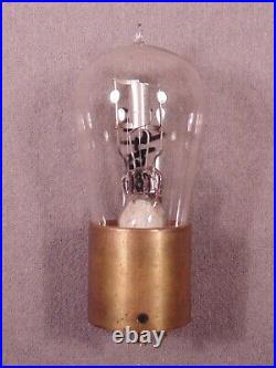 1 3-Pin Brass Base Tip Globe Antique Radio Amp Vacuum Tube Good Fil. VERY RARE