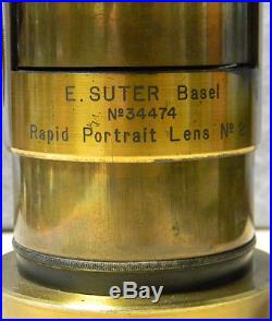 1 Kg! E. Suter Basel Rapid Portrait 2 Petzval Very Rare Fast Brass Vintage Lens