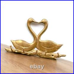 100% Pure Brass Very Beautiful Vintage Rare Swan Face Key Cloth Hanger Hook