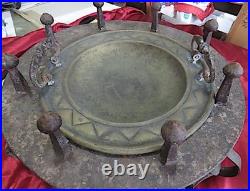 15th. / 16th. Century spanish hammard wrought iron and brass brazier very rare