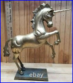 16.5 inch Rare Brass Unicorn Horse Statue Figurine Art Sculpture Very Heavy