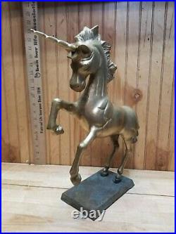 16.5 inch Rare Brass Unicorn Horse Statue Figurine Art Sculpture Very Heavy