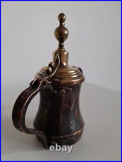 16 cm Small VERY RARE Antique Dallah brass tin islamic art Coffee Pot bedouin
