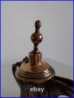 16 cm Small VERY RARE Antique Dallah brass tin islamic art Coffee Pot bedouin