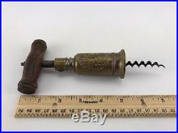 1800's German E. Demmler Perpetual Embossed Brass Barrel Corkscrew Very Rare