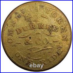 (1837) Philadelphia Durkee & Co Omnibus Transit Token Very Rare