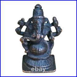 1850's Old Vintage Antique Brass Fine Ganesh Ji Very Rare Statue / Figure