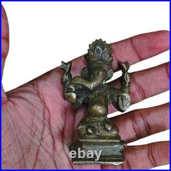 1850's Old Vintage Antique Brass Fine Ganesh Ji Very Rare Statue / Figure