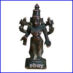 1850's Old Vintage Antique Brass Fine Lord Vishnu Ji Very Rare Statue / Figure