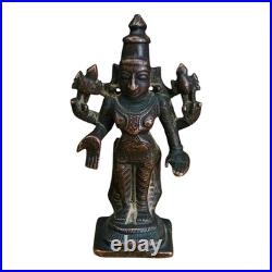 1850's Old Vintage Antique Brass Fine Lord Vishnu Ji Very Rare Statue / Figure