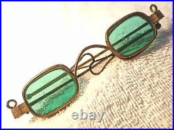1850's Very Rare Style Brass 4 Lens Continental Sunglasses With 2 Green Lenses