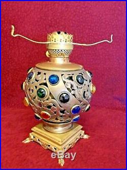 1880 -1900 Victorian Jewel Brass Table Oil lamp Bradley and Hubbard (Very Rare)