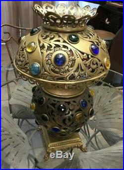 1880 -1900 Victorian Jewel Brass Table Oil lamp Bradley and Hubbard (Very Rare)