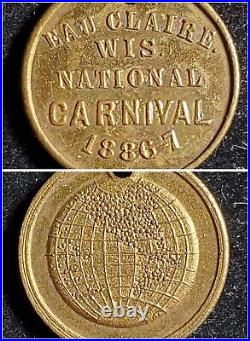 1886 Eau Claire Wisconsin National Carnival Medal gold over brass W916 very rare