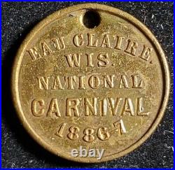 1886 Eau Claire Wisconsin National Carnival Medal gold over brass W916 very rare