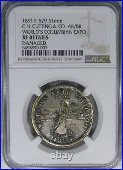 1893 Eglit-529 Silvered Brass Columbian Medal Ngc Xf C. H. Cutting Very Rare