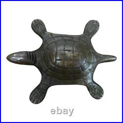 1900's Old Vintage Antique Brass Fine Engraved Turtle Very Rare Statue / Figure