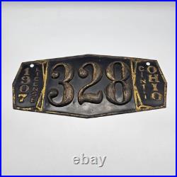 1907 Cincinnati Ohio Brass License Plate Original VERY RARE