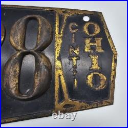 1907 Cincinnati Ohio Brass License Plate Original VERY RARE