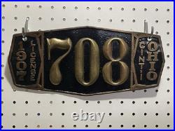 1907 Cincinnati Ohio Brass License Plate Pre State VERY RARE