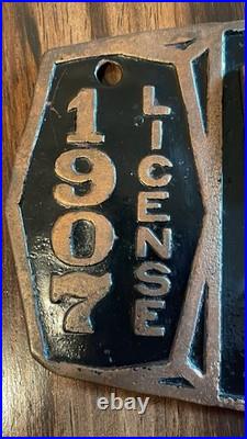 1907 Cincinnati Ohio Brass License Plate Pre State VERY RARE