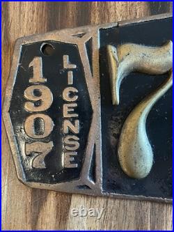 1907 Cincinnati Ohio Brass License Plate Pre State VERY RARE