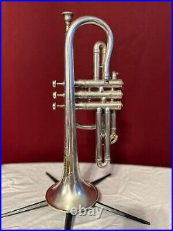 1914 Frank Holton Cornet Silver Plated with Gold Engraving Very Rare