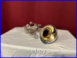 1914 Frank Holton Cornet Silver Plated with Gold Engraving Very Rare