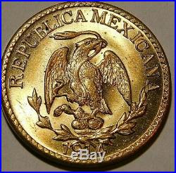 1914 Mexico Durango State 5 Centavos Brass UNC/BU Condition Very Rare A35-859