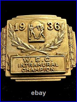1936 Wsc Intramural Champion Belt Buckle / Herff Jones Stamped History Very Rare