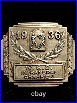 1936 Wsc Intramural Champion Belt Buckle / Herff Jones Stamped History Very Rare