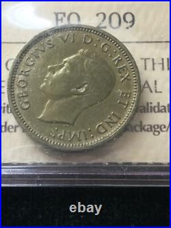 1937 CH# DC-19 (VERY RARE BRASS) ICCS Graded Canadian, Small One Cent SP-60