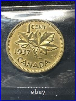 1937 CH# DC-19 (VERY RARE BRASS) ICCS Graded Canadian, Small One Cent SP-60