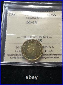 1937 CH# DC-19 (VERY RARE BRASS) ICCS Graded Canadian, Small One Cent SP-66