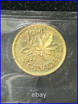 1937 CH# DC-19 (VERY RARE BRASS) ICCS Graded Canadian, Small One Cent SP-66