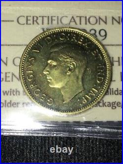 1937 CH# DC-19 (VERY RARE BRASS) ICCS Graded Canadian, Small One Cent SP-66