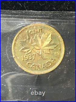 1937 CH# DC-19 (VERY RARE BRASS) ICCS Graded Canadian, Small One Cent SP-66