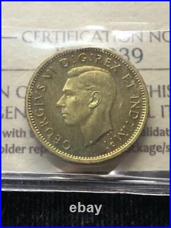 1937 CH# DC-19 (VERY RARE BRASS) ICCS Graded Canadian, Small One Cent SP-66