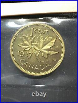 1937 CH# DC-19 (VERY RARE BRASS) ICCS Graded Canadian, Small One Cent SP-66