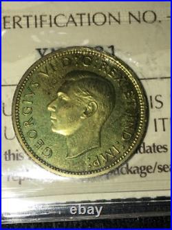 1937 CH# DC-19 (VERY RARE BRASS) ICCS Graded Canadian, Small One Cent SP-66