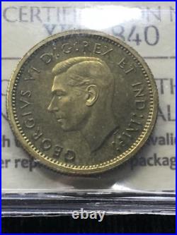 1937 CH# DC-21 (VERY RARE BRASS) ICCS Graded Canadian, Ten ¢10 Cent SP-66