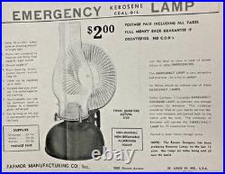 1945 Very Rare FARMOR Kerosene Small Red Emergency Oil Lamp, New Never Burned