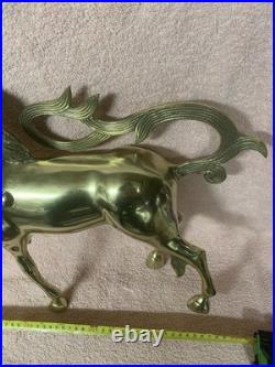 1970's Vintage Large Brass Unicorn Figurine Statue Animal Decor Very Rare