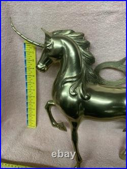 1970's Vintage Large Brass Unicorn Figurine Statue Animal Decor Very Rare