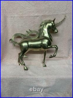 1970's Vintage Large Brass Unicorn Figurine Statue Animal Decor Very Rare