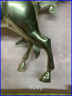 1970's Vintage Large Brass Unicorn Figurine Statue Animal Decor Very Rare