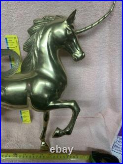 1970's Vintage Large Brass Unicorn Figurine Statue Animal Decor Very Rare