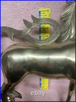 1970's Vintage Large Brass Unicorn Figurine Statue Animal Decor Very Rare