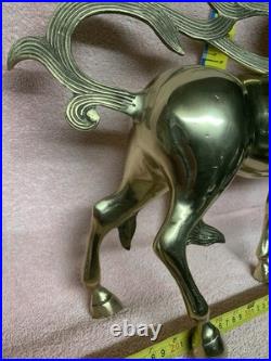 1970's Vintage Large Brass Unicorn Figurine Statue Animal Decor Very Rare