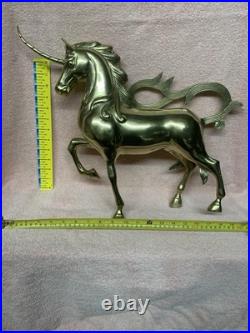 1970's Vintage Large Brass Unicorn Figurine Statue Animal Decor Very Rare